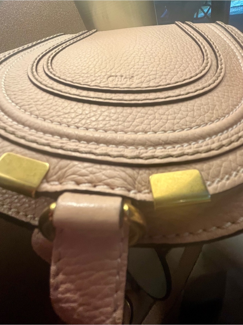 Chloe Marcie Small Pebbled Leather Crossbody in Dusty Pink with dust bag - Picture 12 of 14